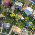 Aerial image of housing neighborhood.